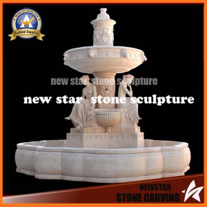 Beige Marble Stone Carving Water Fountain