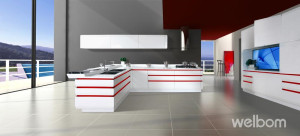 White Modern High Gloss Smart Kitchen Cabinet